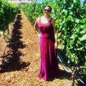 Burned Velvet Regal Red Maxi Dress